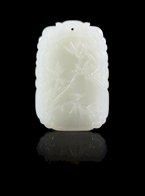 Appraisal: A Carved Jade Pendant Height x width inches A Carved