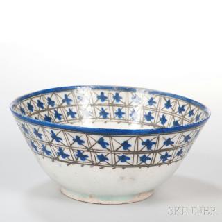 Appraisal: Beige-glazed Bowl Beige-glazed Bowl Persia Kashan style with slanted sides