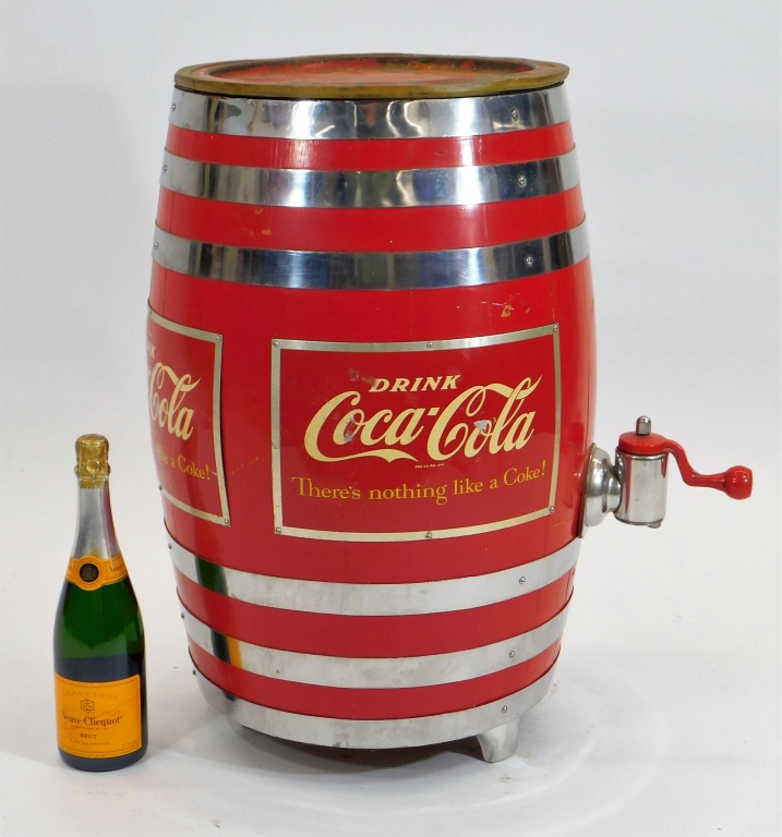 Appraisal: COCA-COLA WOODEN BARREL SYRUP DISPENSER United States Circa With double