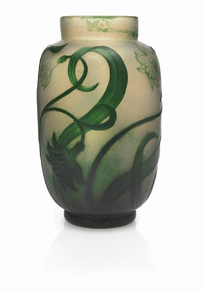 Appraisal: A French Art Nouveau cameo glass vase circa with martel