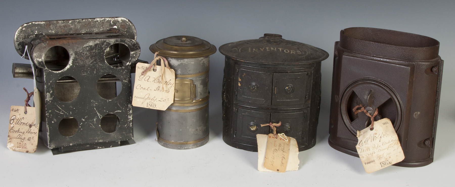 Appraisal: Group of Four Stove Patent Models B Woodcook cooking stove