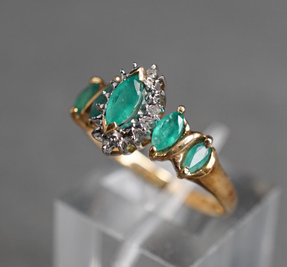 Appraisal: -Karat Yellow-Gold Emerald and Diamond Ring dwt Size