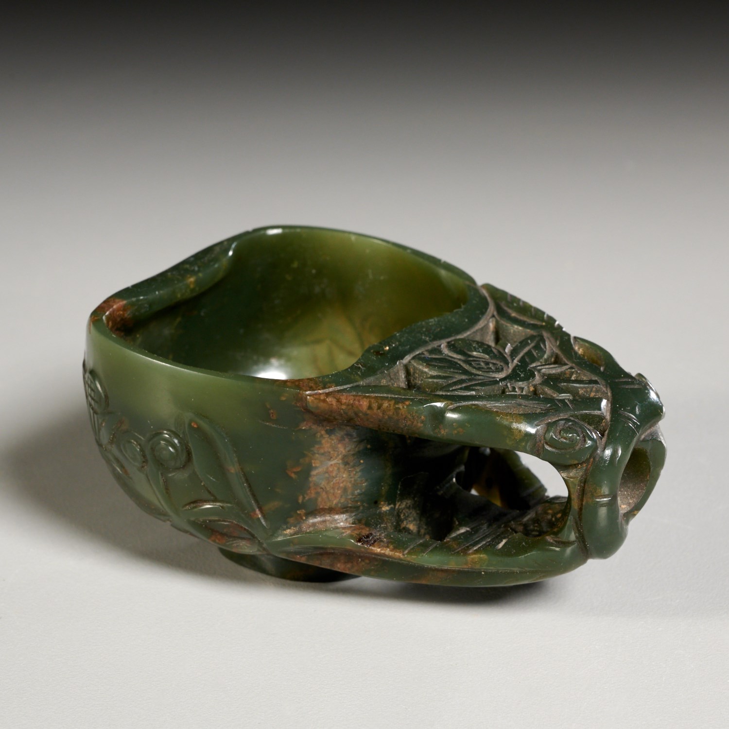 Appraisal: CHINESE CARVED JADE LIBATION CUP Qing Dynasty th th c