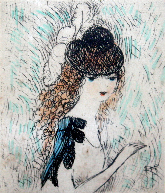 Appraisal: Marie Laurencin French - Etude de Jeunehand coloured etching x