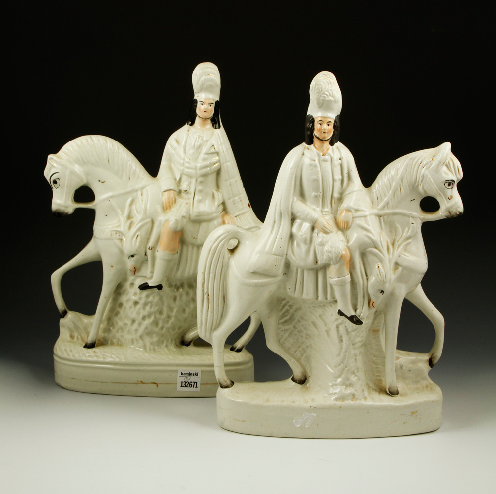 Appraisal: - Pair of Early Staffordshire Figures Pair of early Staffordshire