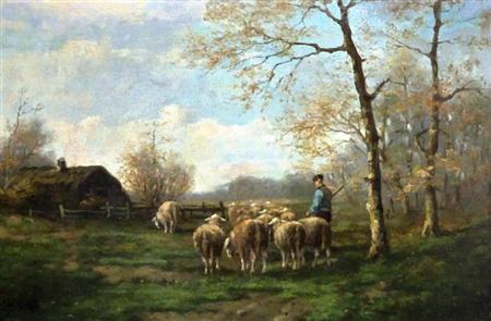 Appraisal: Adriaan Marinus Geyp Dutch - A Shepherd with his Flock