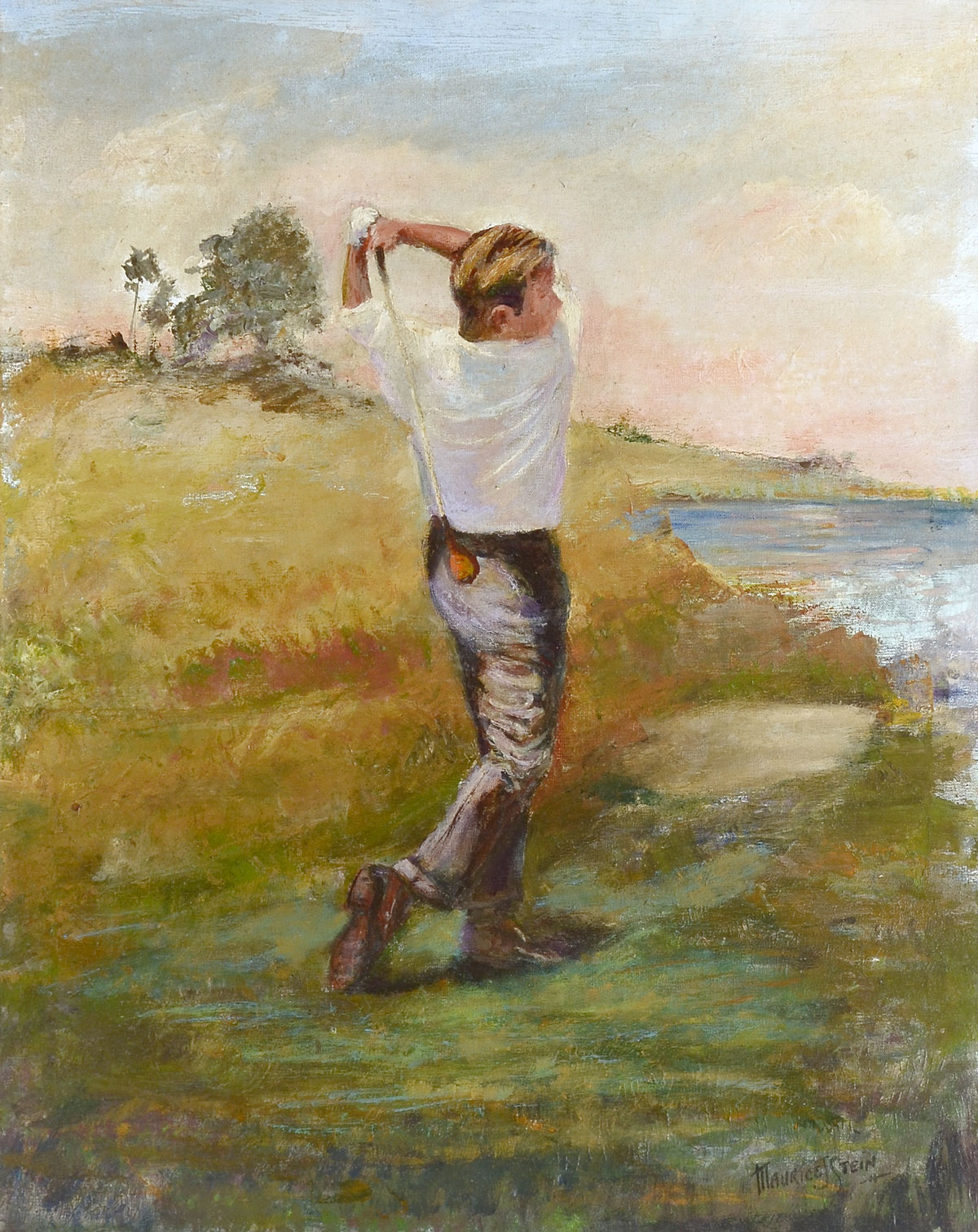 Appraisal: STEIN Maurice American - Golfer in action Oil Canvas ''