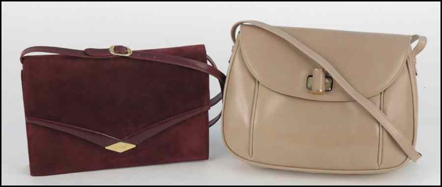 Appraisal: SALVATORE FERRAGAMO TAUPE LEATHER HANDBAG Together with a Salvatore Ferragamo