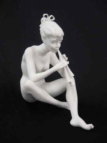 Appraisal: Kaiser Bisque Porcelain Figurine of a Nude playing flute ''