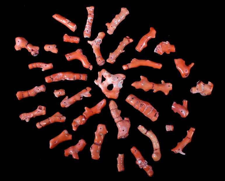 Appraisal: Collection of Red Branch Coral Necklace Pieces Included in this