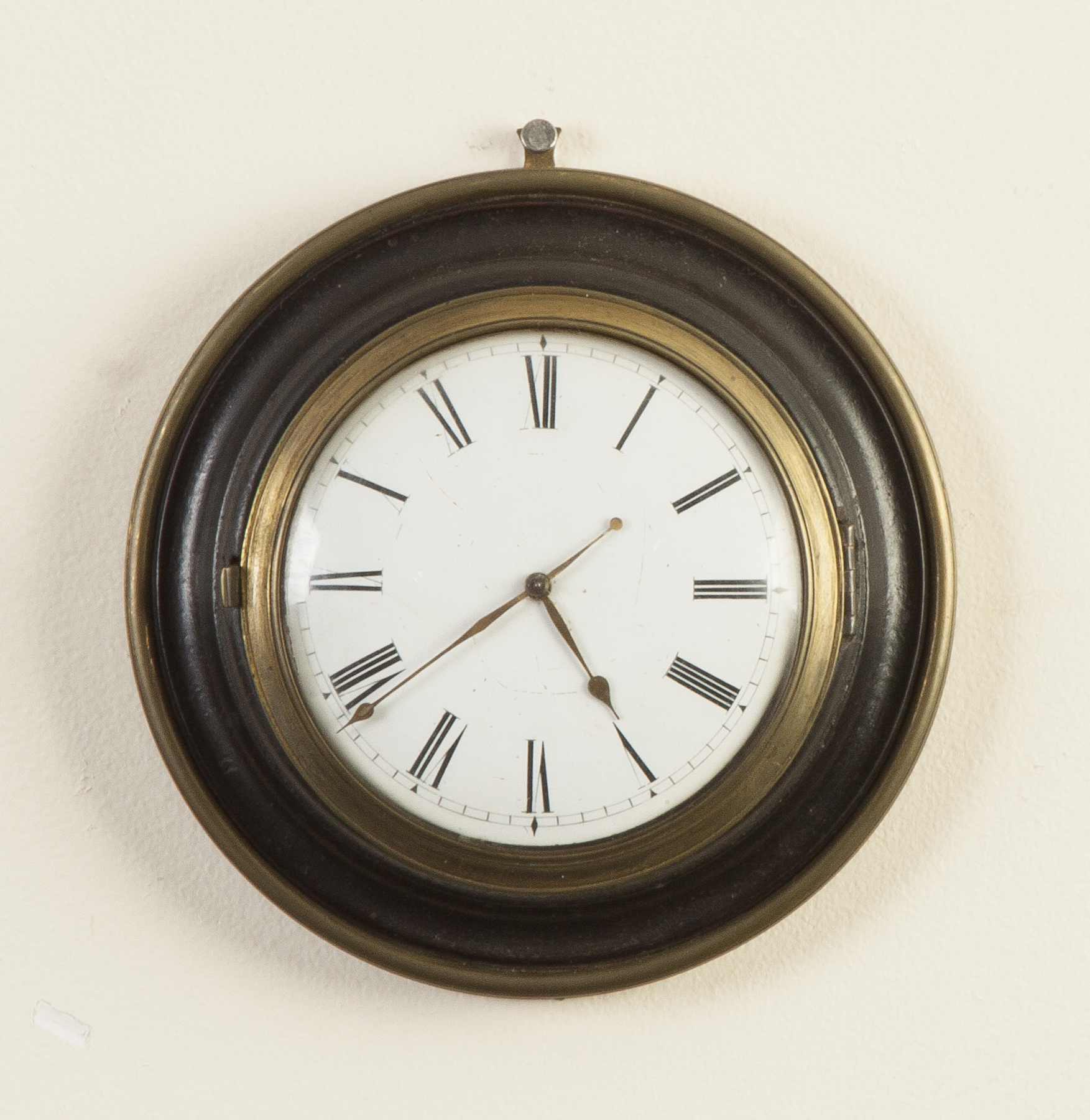 Appraisal: Miniature Gallery Clock Wood brass case original finish Porcelain dial