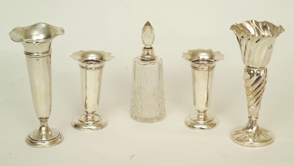 Appraisal: PAIR OF GEORGE V SILVER VASES DEAKIN FRANCIS BIRMINGHAM of