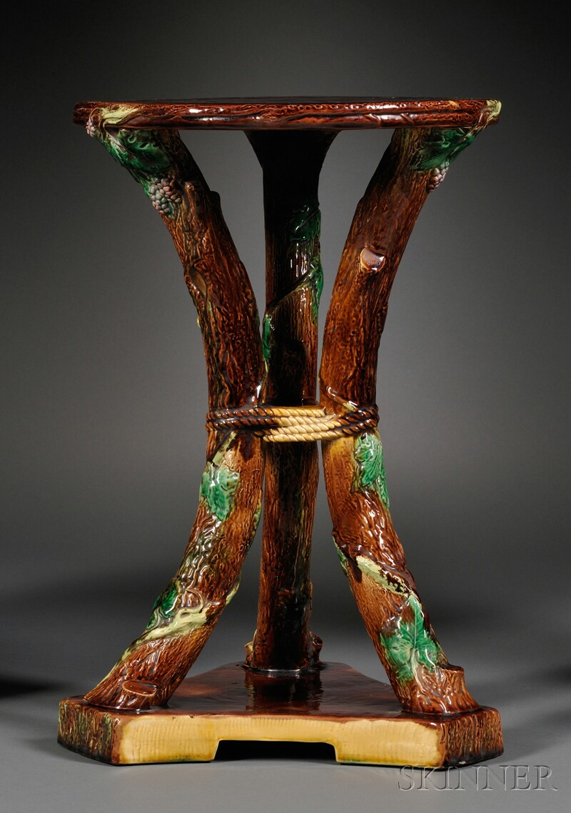 Appraisal: George Jones Majolica Garden Seat England c modeled as a