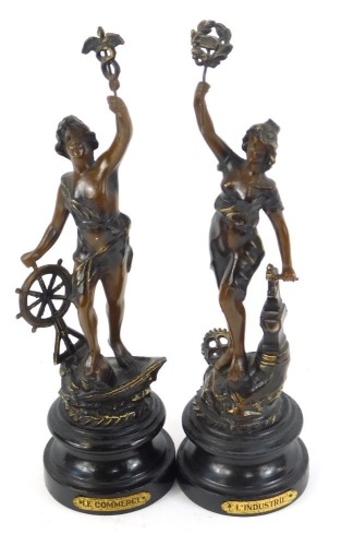 Appraisal: A pair of late thC French spelter figures modelled as