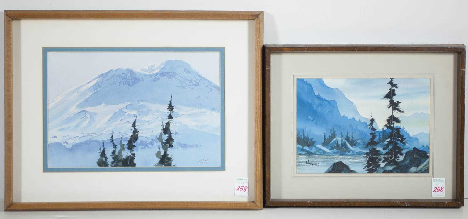 Appraisal: TWO SIMILAR OREGON LANDSCAPE ARTIST WATERCOLORS Phil Tyler - Mt