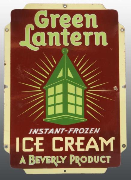 Appraisal: Porcelain Green Lantern Ice Cream Sign Description s to s