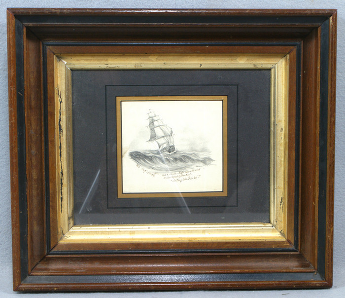 Appraisal: WL monogrammist American th c pencil drawing USS Preble-Right before