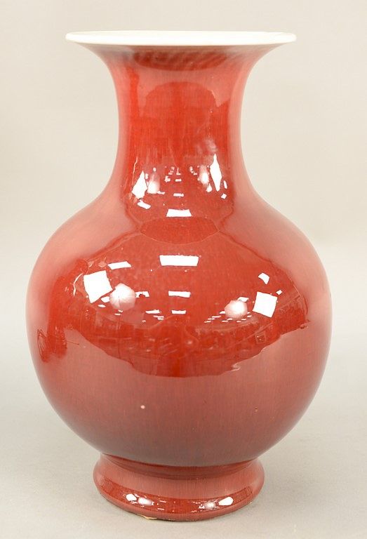 Appraisal: Oxblood Langyao bottle vase China th th century with large