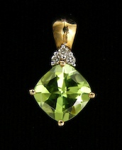 Appraisal: A Pretty Peridot Diamond Pendant A k gold pendant set