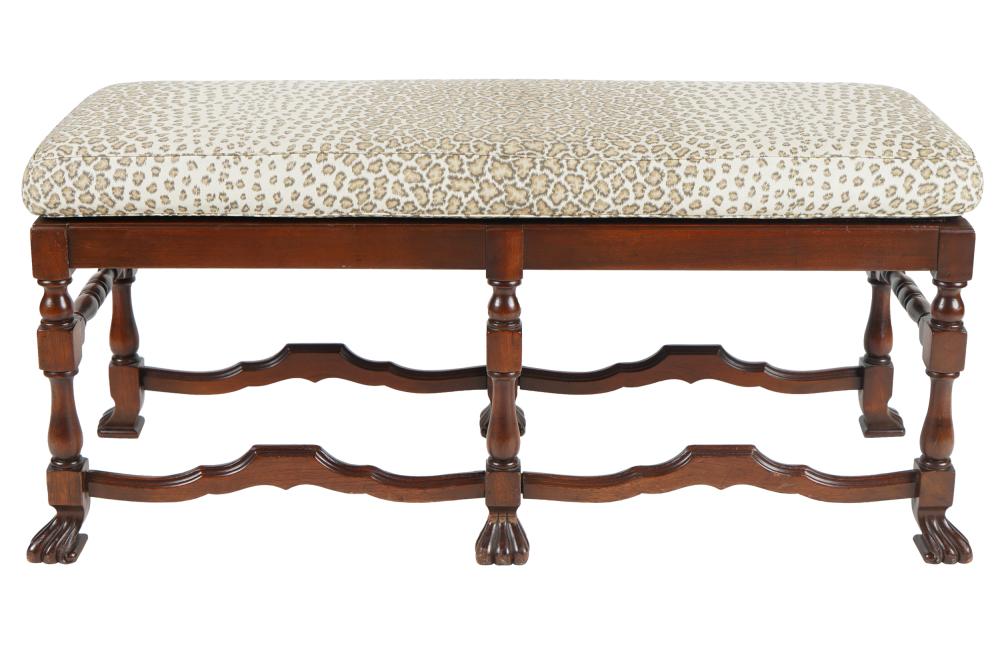 Appraisal: ANIMAL PRINT BEDSIDE BENCHCondition cushion attached to cane below inches