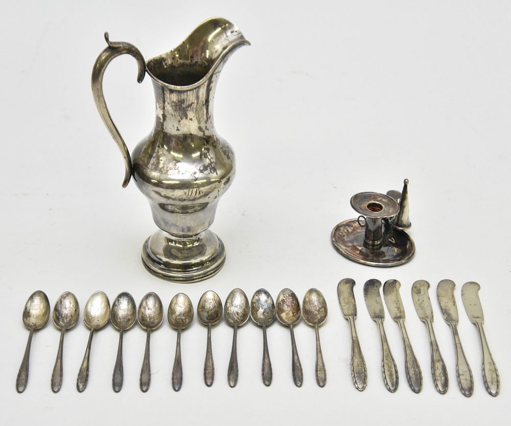 Appraisal: Coin Silver Pitcher etc Coin silver pitcher James E Caldwell