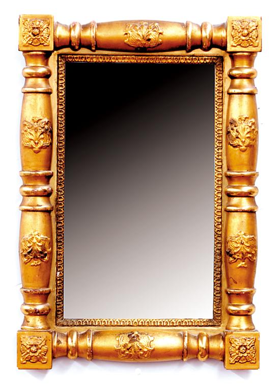 Appraisal: Federal style gilt-framed looking glass circa half-turned column design with