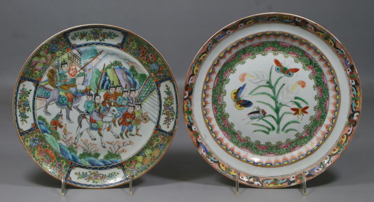 Appraisal: Chinese Rose Famille plates one with warrior decoration the other