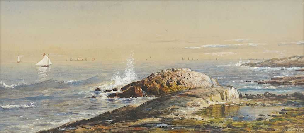 Appraisal: Edmund Darch Lewis 'Rocky Seacoast' Watercolor Edmund Darch Lewis American