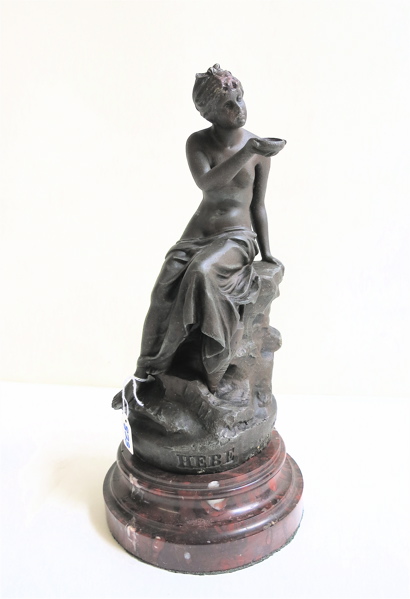 Appraisal: SUSAN RUTH CANTON SPELTER SCULPTURE British - Hebe the Greek