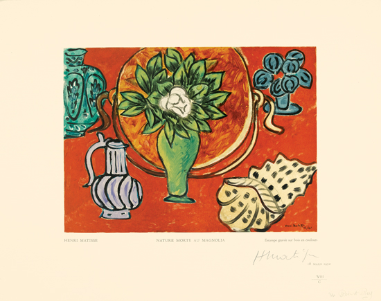 Appraisal: HENRI MATISSE after Nature Morte au Magnolia Color wood engraving