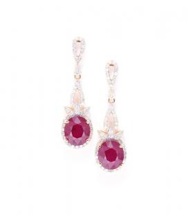 Appraisal: A PAIR OF RUBY AND DIAMOND EARRINGS A PAIR OF