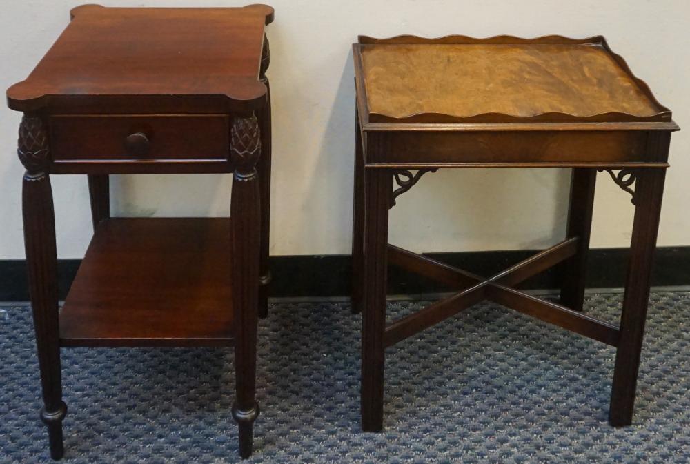 Appraisal: George III Style Mahogany Side Table and Federal Style Mahogany