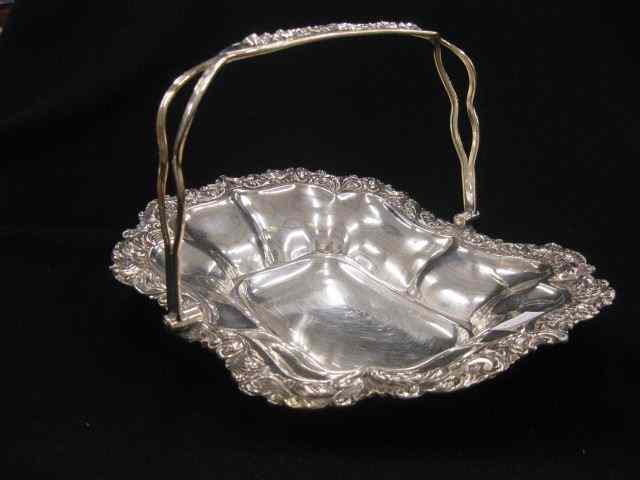 Appraisal: Victorian Silverplate Basket swing handle fancy trim '' x ''