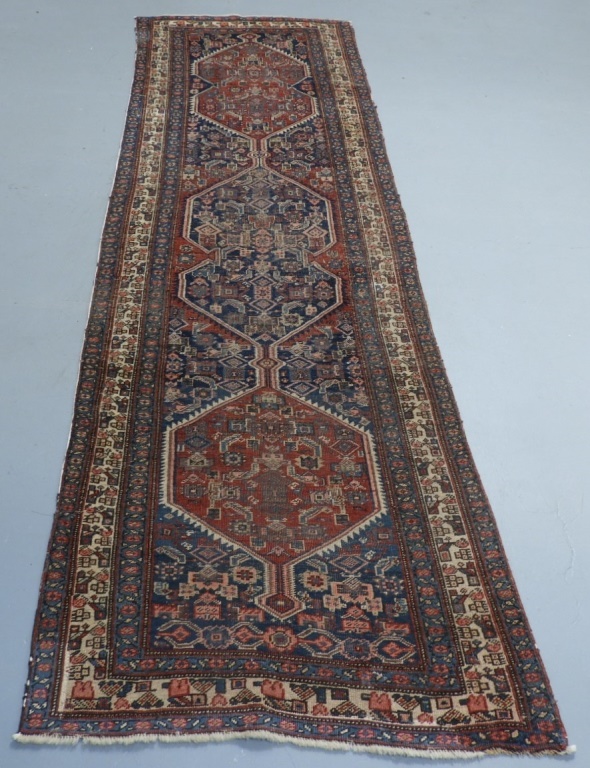 Appraisal: ANTIQUE PERSIAN HERIZ WOOL CARPET RUG RUNNER Persia th CenturyBlue