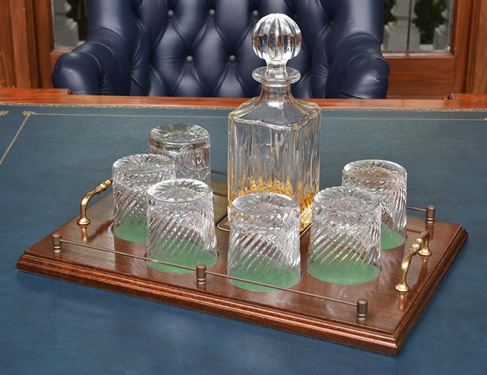 Appraisal: WHISKEY DRINKERS COMPANION COMPRISING CRYSTAL GLASSES AND CRYSTAL DECANTER MOUNTED