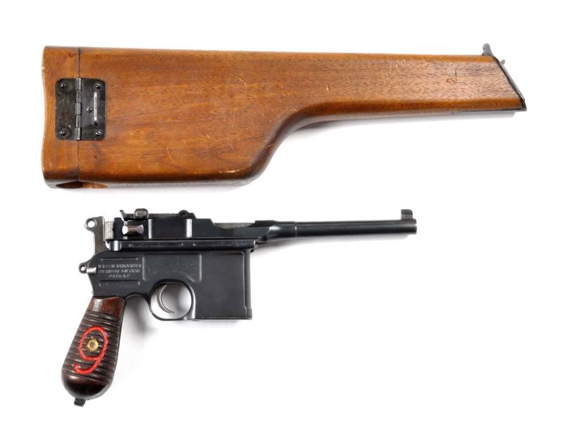 Appraisal: Mauser Broomhandle Red Semi-Automatic Pistol Serial Gun features - barrel