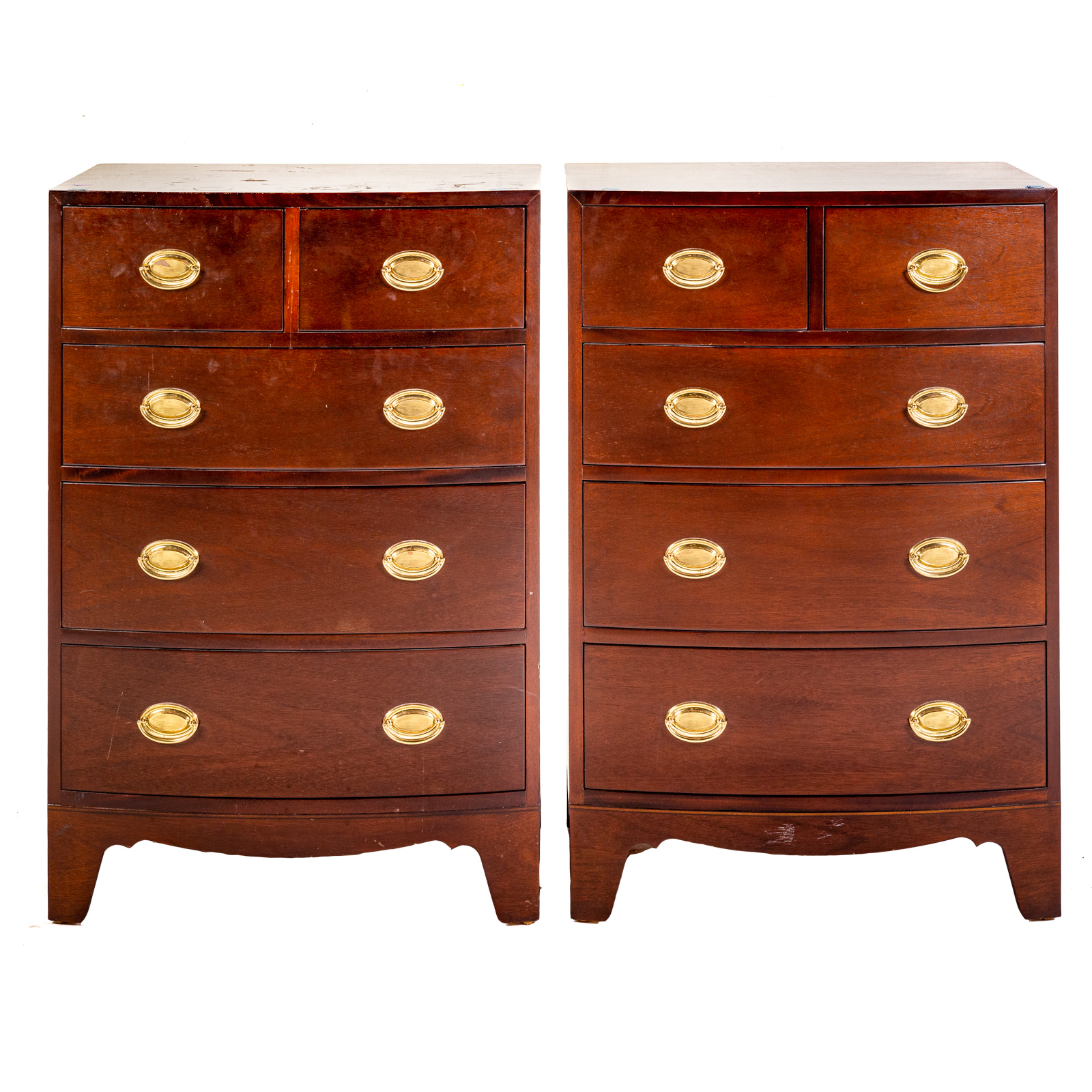 Appraisal: A PAIR OF GEORGIAN STYLE MAHOGANY BACHELORS CHESTS th century