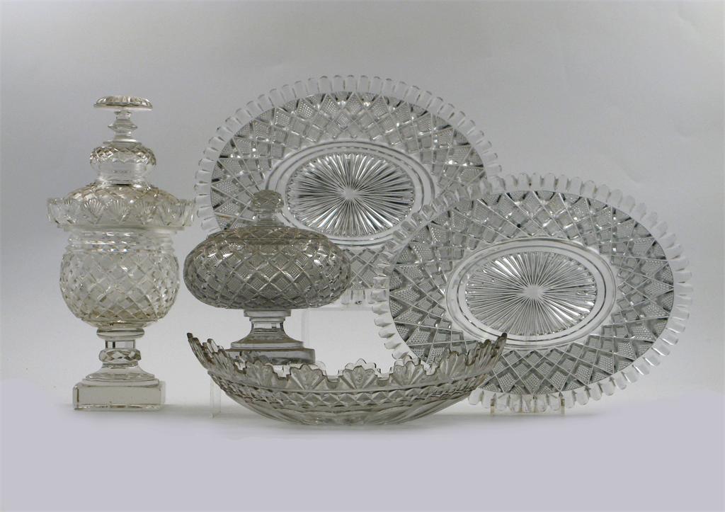 Appraisal: Three oval cut glass dishes