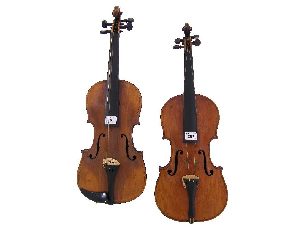 Appraisal: Early th century violin cm together with another violin cm