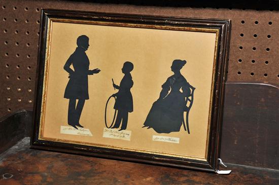 Appraisal: FRAMED SILHOUETTES Identified cut paper silhouettes depicting a gentleman with