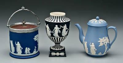 Appraisal: Three pieces Wedgwood jasperware all with classical figures on matte