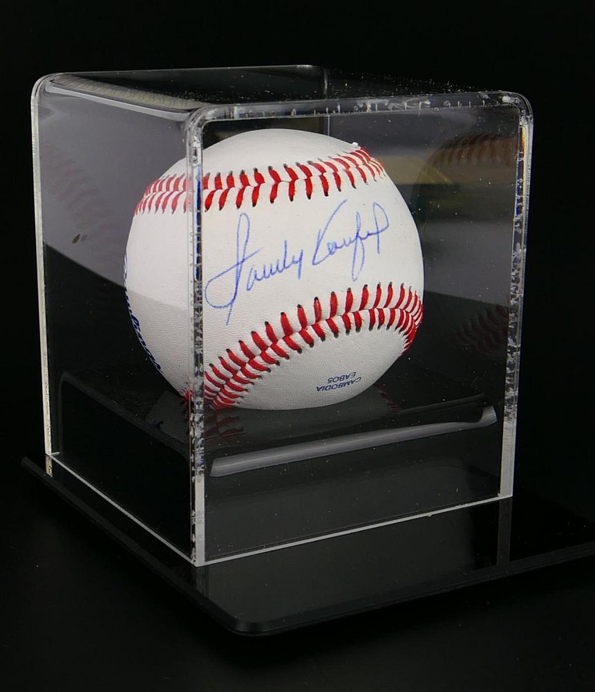 Appraisal: SANDY KOUFAX SIGNED CROLB LEAGE BASEBALL w CASE Sandy Koufax