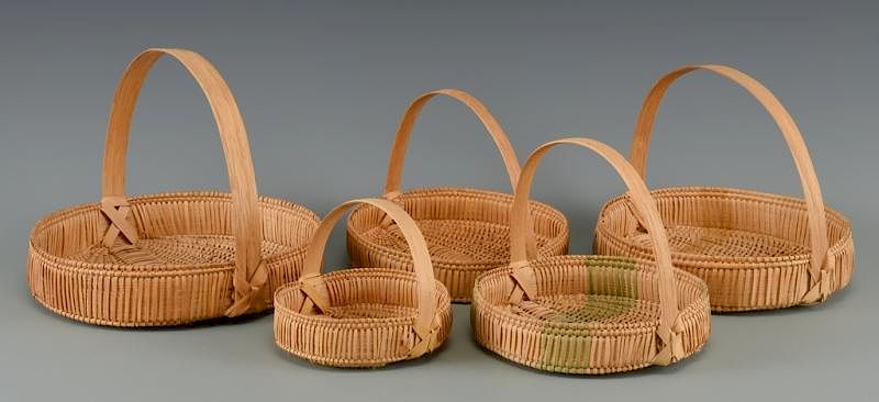 Appraisal: TN Pie Baskets Mary Prater Five split oak Tray or