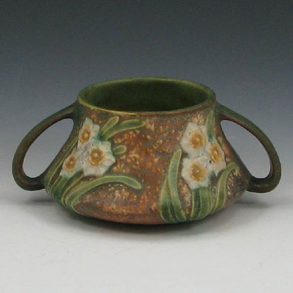 Appraisal: Roseville Jonquil - Loop Handled Vase - Mint Roseville Jonquil