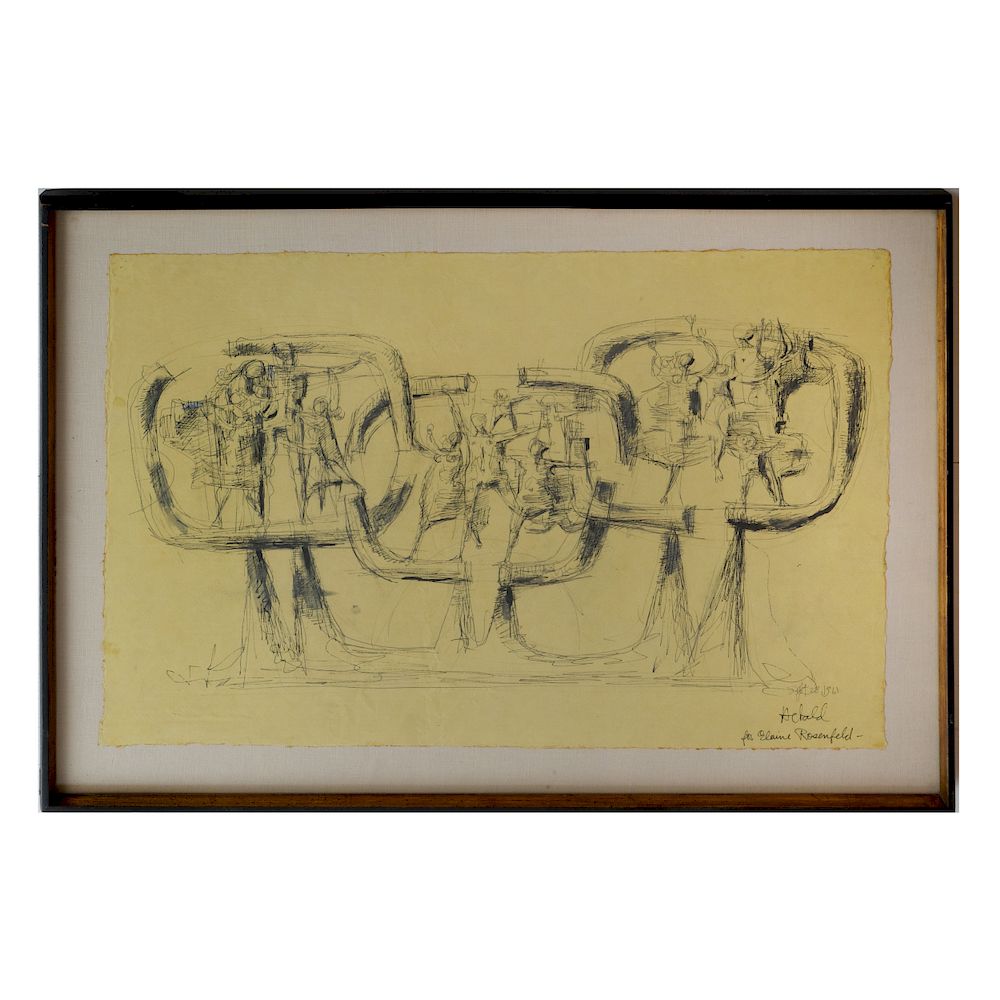 Appraisal: Milton Hebald - Drawing for Sculpture Ink and wash on