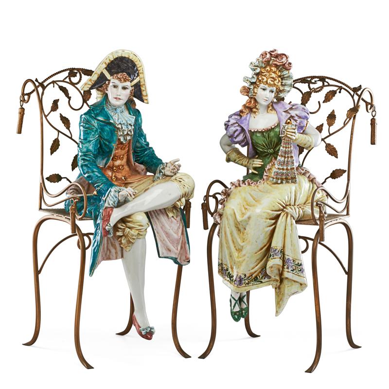 Appraisal: CAPODIMONTE PORCELAIN FIGURES Two One costumed woman and one gentleman