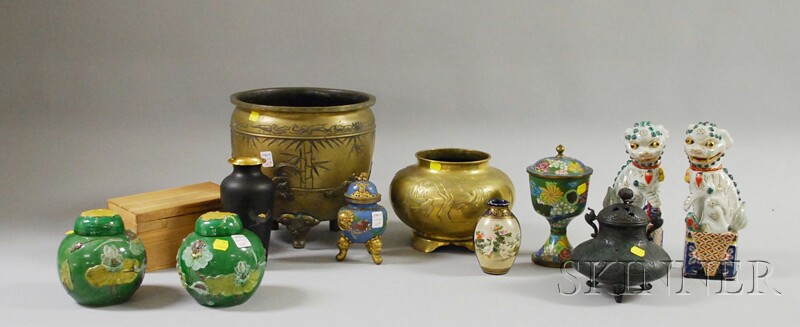 Appraisal: Eleven Assorted Asian Decorative Articles a pair of green covered