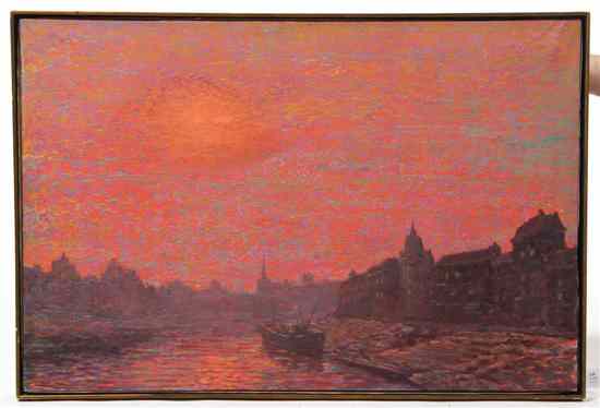 Appraisal: Roel Dozeman Dutch b Sunset on the Canal oil on