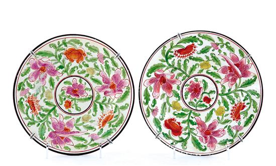 Appraisal: Set English earthenware plates th century lushly decorated in floral