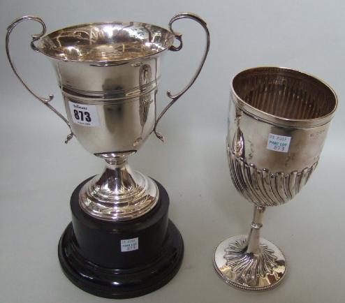 Appraisal: A silver twin handled trophy cup presentation inscribed London a